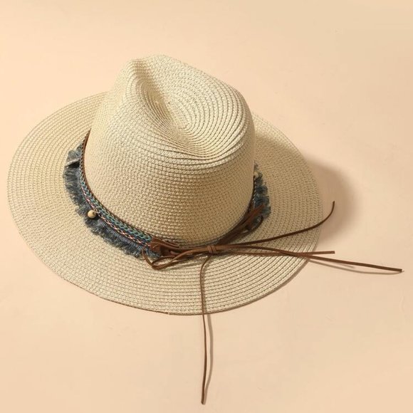 NEW TASSEL & BEAD DECOR STRAW HAT - Picture 3 of 11